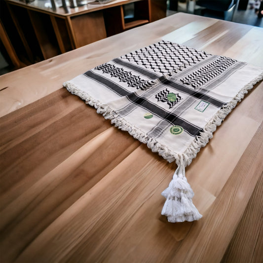 Kufiyah Palestine Black Border || كوفية فلسطينية بكركوشة لون ابيض