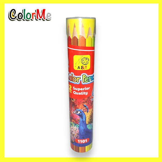 A&T Color Me Colored Pencils 12 Color Cylinder || الوان خشبية ١٢ لون اي اند تي كولور مي⁩⁩