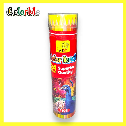 A&T Color MeColored Pencils 24 Color Cylinder || الوان خشبية ٢٤ لون اي اند تي كولور مي⁩