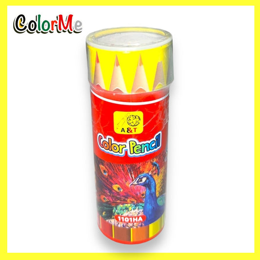 A&T Color Me Colored Short Pencils 12 Color Cylinder || الوان خشبية قصيرة كولور مي ١٢ لون