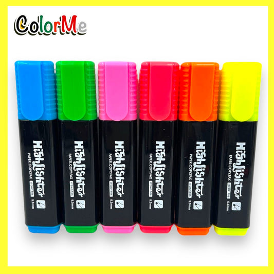 A&T Color Me Highlighter Set 6 Colors || مجموعة اقلام تخطيط  كولور مي هايلايتر فسفوري ٦ لون⁩