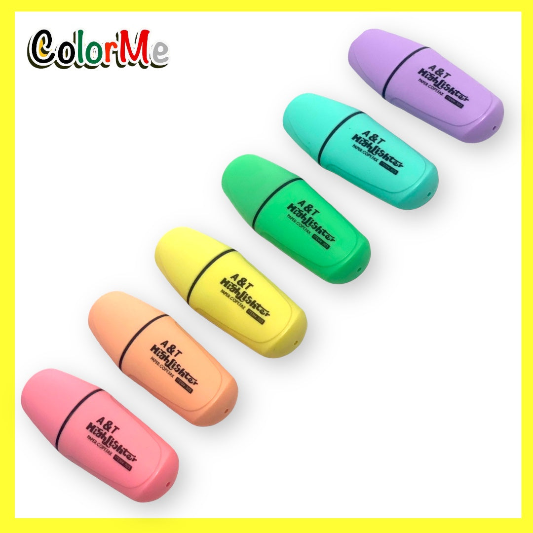 A&T Color Me Mini Pastel Highlighters 6 Colors  || اقلام فسفورية كولور مي ميني باستيل 6 لون