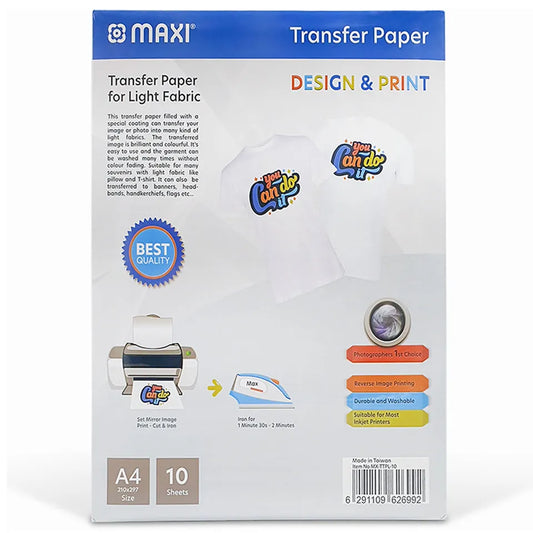 Transfer Paper for Light Fabric Maxi || ورق طباعة على تيشيرت الوان فاتحة