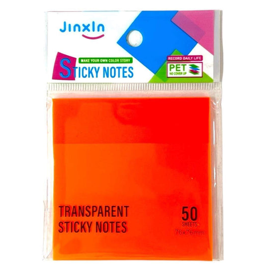 Transparent Sticky Notes 50 Sheets Orange Color ||  ورق شفاف لازق ٥٠ ورقة لون برتقالي