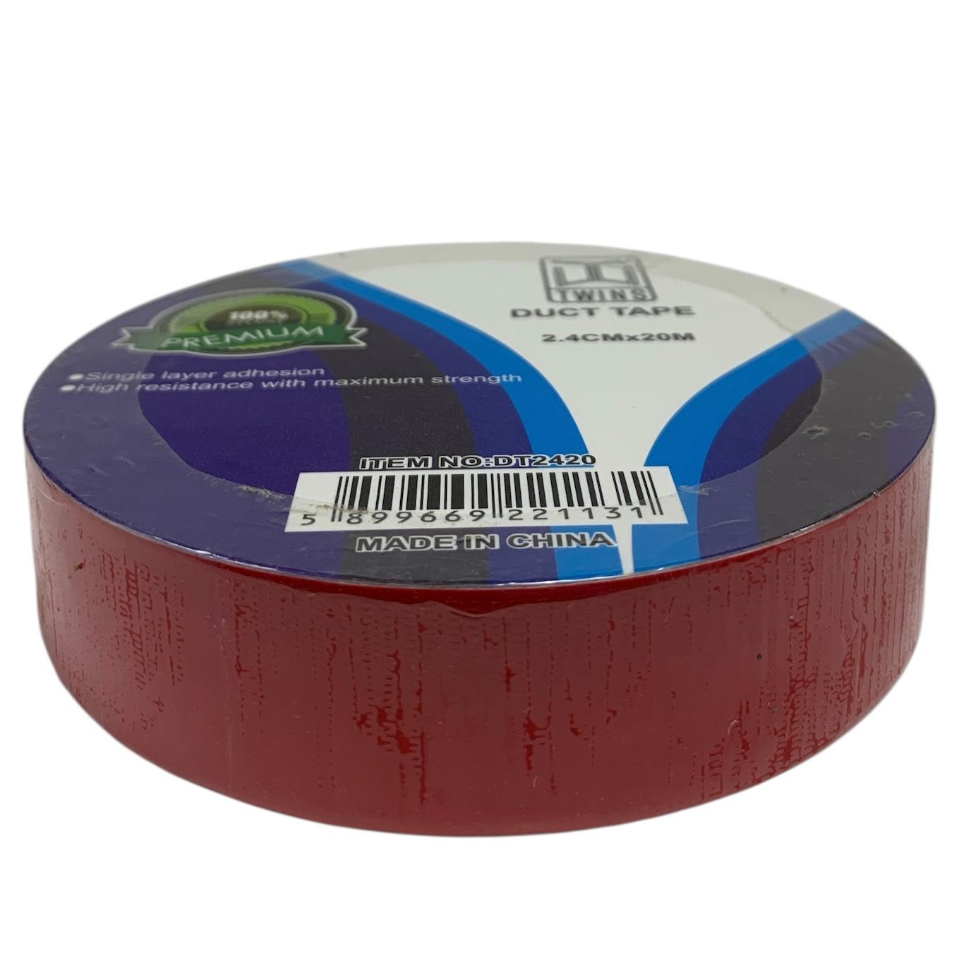 A&T Twins Duct Tape 2.4 cm x 20 M Small Size Red Color || تيب قماش توينز اي اند تي لون احمر حجم صغير ٢.٤ سم * ٢٠ متر