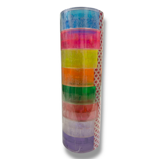 A&T Twins Colored Clear Tape Pack Assorted Colors 8 Colors || مجموعة تيب شفاف ملون اي اند تي توينز ٨ لون