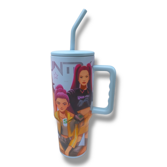 Kpop Demon Hunter Steel Water Bottle With Straw 934 ml #2 || مطارة ماء مع عود كي بوب ديمون هنتر لحفظ البرودة و الحرارة 934 مل #٢