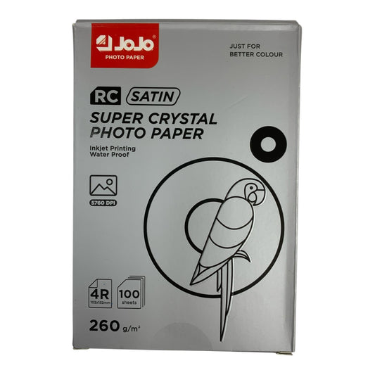 Jojo Paper Super Crystal Satin Photo Paper 100 Sheets 10 x 15 cm || ورق جوجو لامع مطفي للصور ١٠٠ ورقة مقاس ١٠*١٥ سم