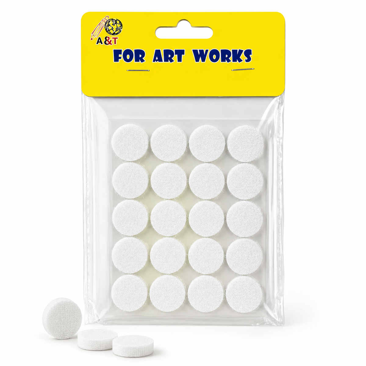 A&T White Circular Velcro Small Size || عاشق و معشوق لون ابيض دائري صغير اي اند تي