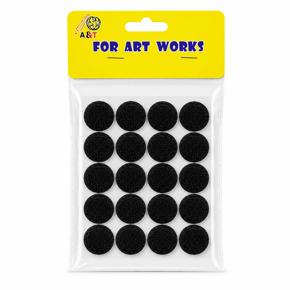 A&T Black Circular Velcro Small Size || عاشق و معشوق لون اسود دائري صغير اي اند تي