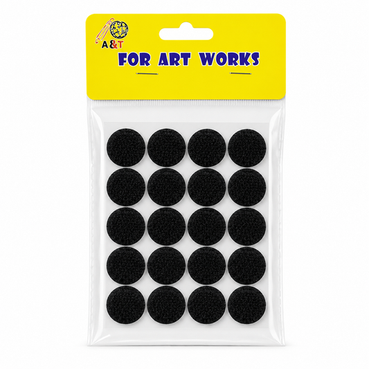 A&T Black Circular Velcro Small Size || عاشق و معشوق لون اسود دائري صغير اي اند تي