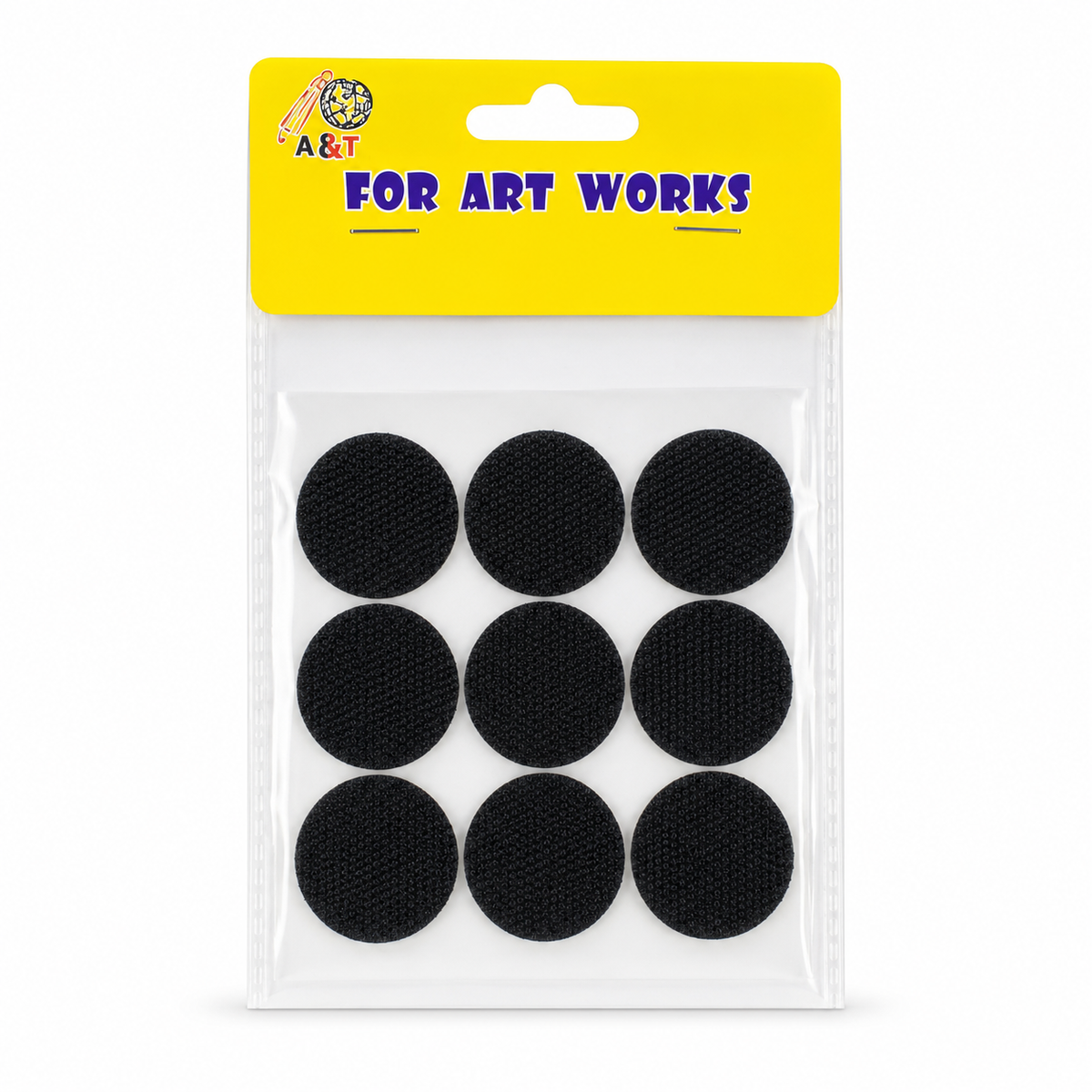 A&T Black Circular Velcro Large Size || عاشق و معشوق لون اسود دائري كبير اي اند تي