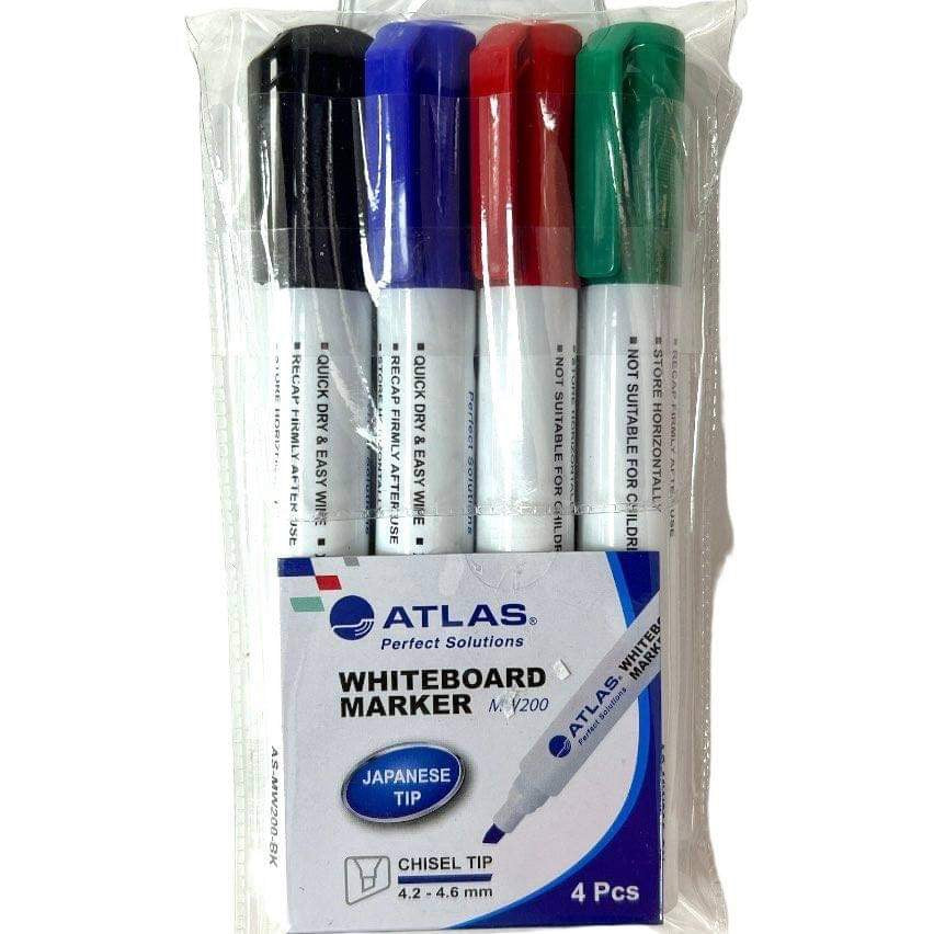 Atlas Whiteboard Marker Set 4 Colors || مجموعة اقلام صبورة وايت بورد ٤ لون