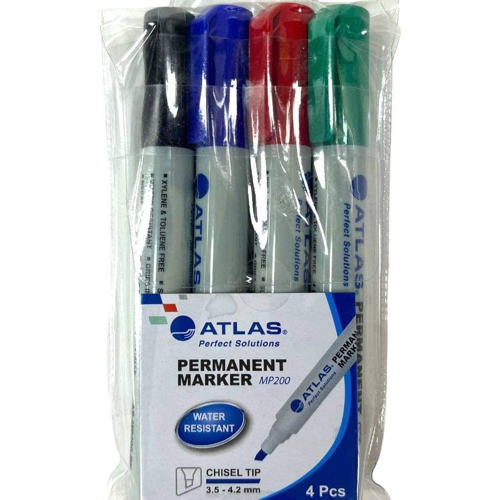 Atlas Permanent Marker Set 4 Colors || مجموعة اقلام ثابتة ٤ لون