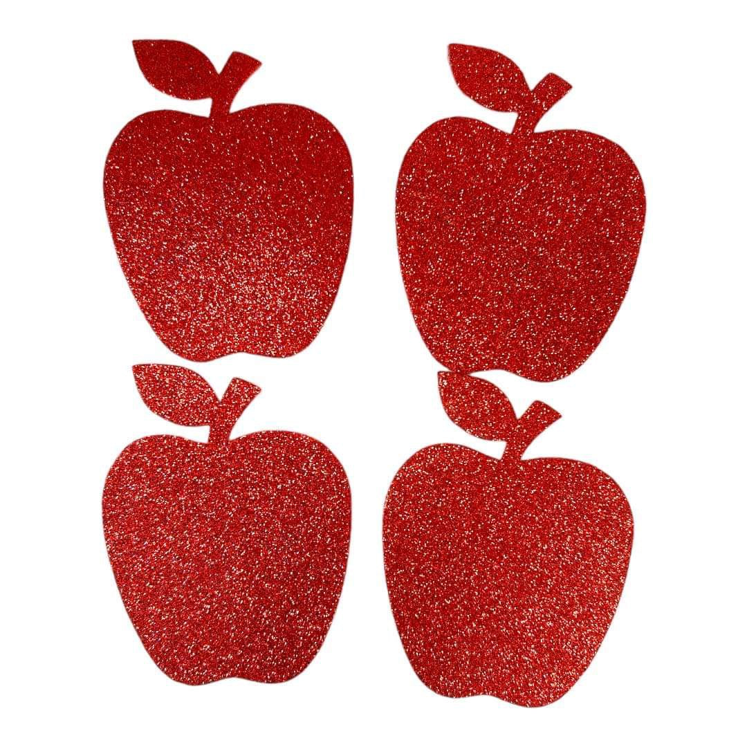 Apple Sticky Glitter Foam 4 Pack Red Color || تفاح فوم زري لاصق لون احمر باكيت ٤ حبة