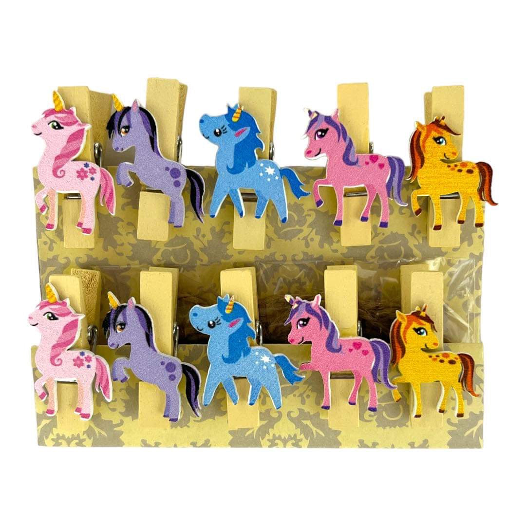 Unicorn Wooden Clips Assortment || تشكيلة ملاقط خشب يونيكورن