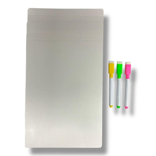 A&T Write and Erase Sticky White Board Package 6 Boards 3 Markers || مجموعة سبورة لاصقة اي اند تي ٦ صبورة ٣ قلم