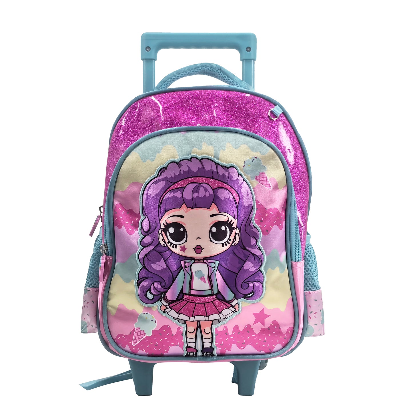 Purple Princess Back to School Trolley Backpack Set 2 Pcs 13 Inch || مجموعة جنطة ترولي الاميرة البنفسجية 2 قطع حجم كبير 13 انش