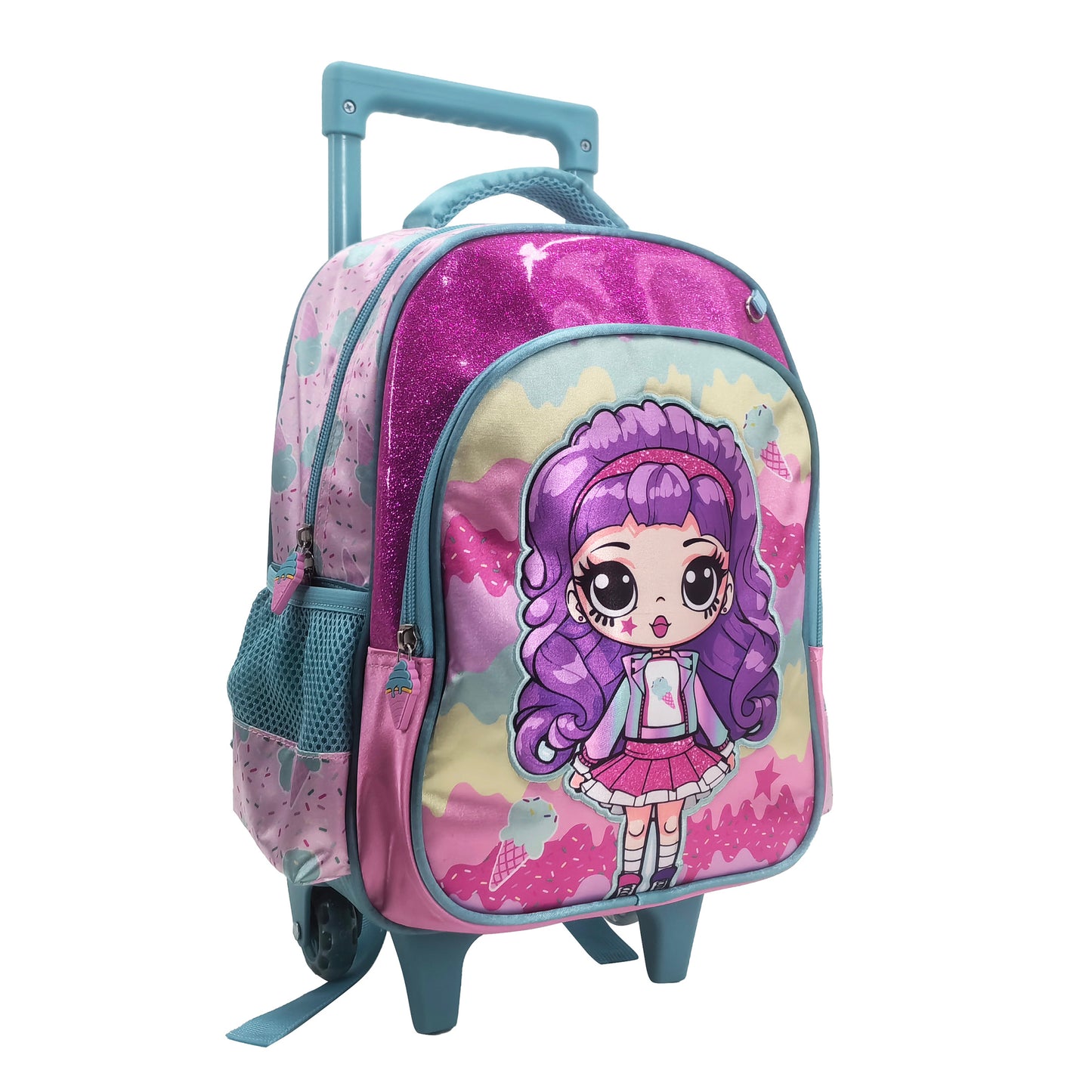 Purple Princess Back to School Trolley Backpack Set 2 Pcs 13 Inch || مجموعة جنطة ترولي الاميرة البنفسجية 2 قطع حجم كبير 13 انش