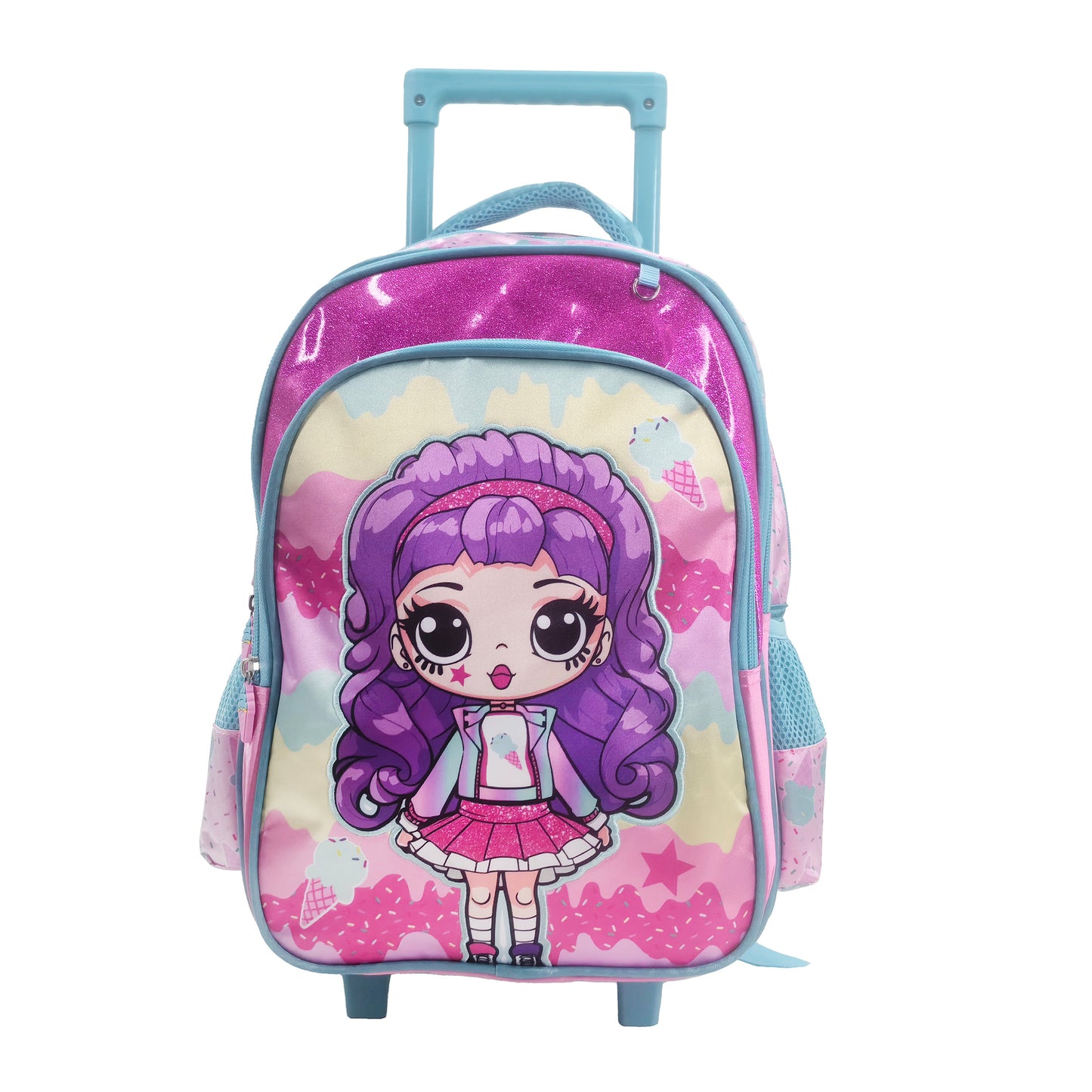 Purple Princess Back to School Trolley Backpack Set 3 Pcs 16 Inch || مجموعة جنطة ترولي الاميرة البنفسجية 3 قطع حجم كبير 16 انش