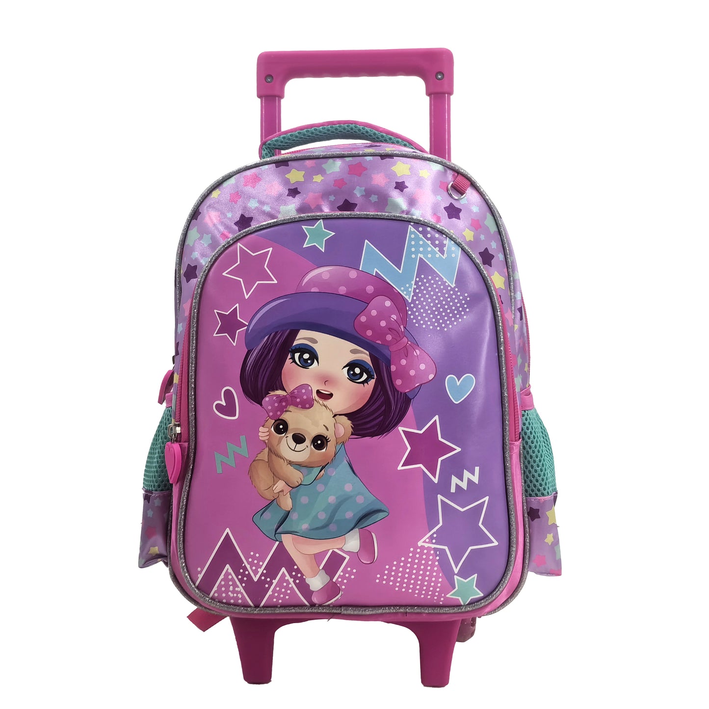 Star Princess Back to School Trolley Backpack Set 3 Pcs 16 Inch || مجموعة جنطة ترولي 3 قطعة اميرة النجوم حجم كبير 16 انش