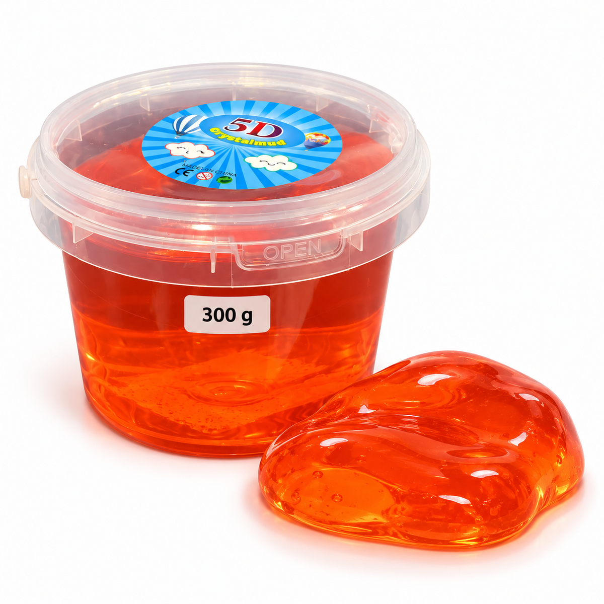 Clear Jelly Slime Bucket Orange 300 g || سطل سلايم جيلي شفاف برتقالي 300 جرام
