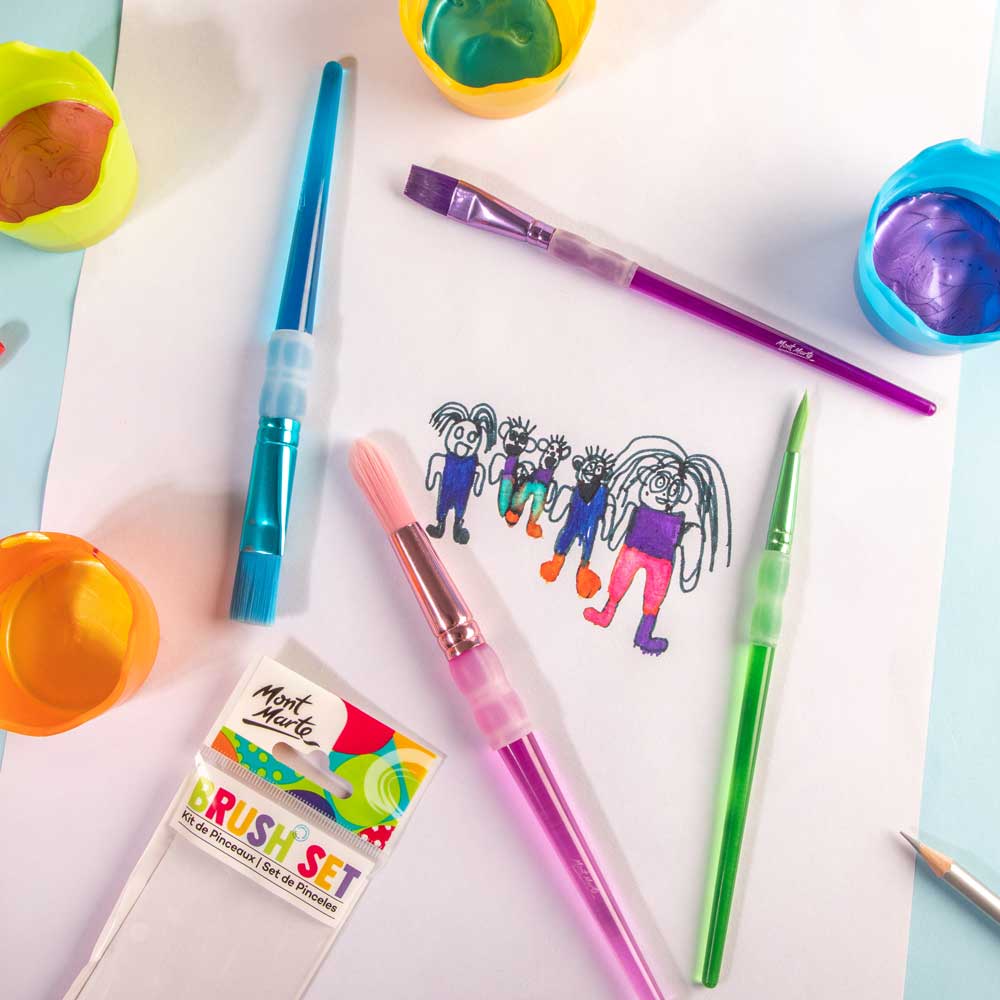 Mont Marte Kids Brush Set 4pc || فرش رسم مونت مارت 4 حبة للاطفال