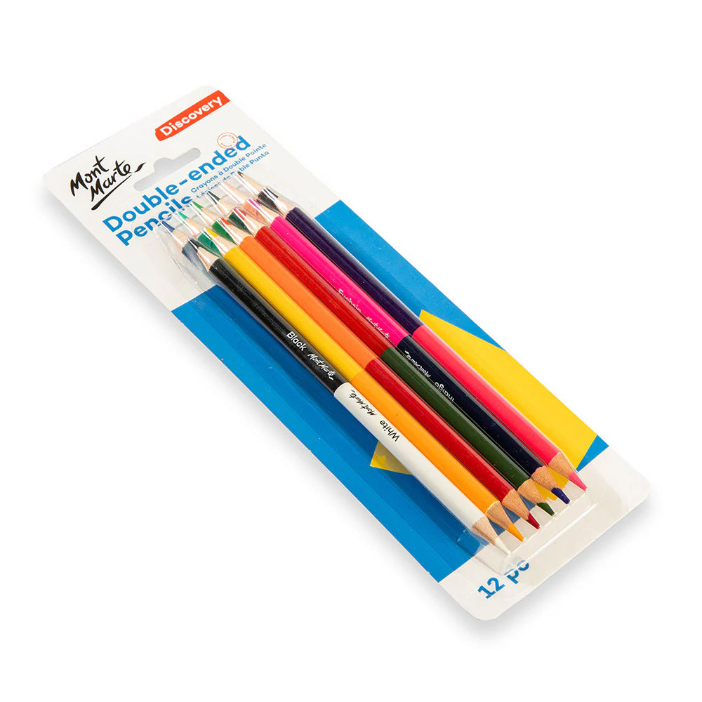 Mont Marte Double-ended Pencils Discovery 12pc || الوان خشبية مونت مارت راسين 12 حبة 24 لون
