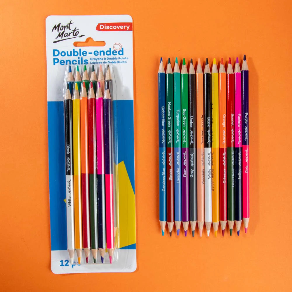 Mont Marte Double-ended Pencils Discovery 12pc || الوان خشبية مونت مارت راسين 12 حبة 24 لون