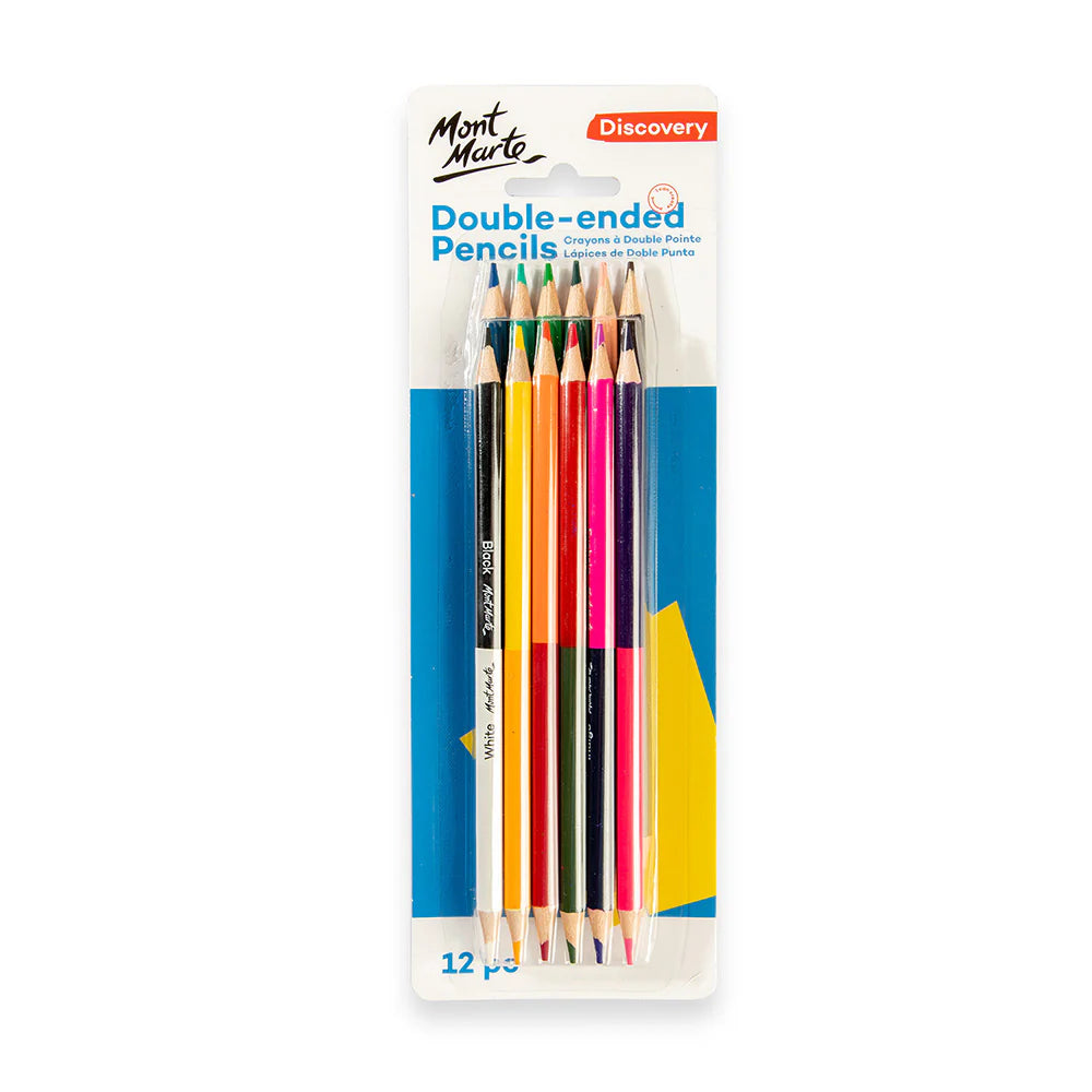 Mont Marte Double-ended Pencils Discovery 12pc || الوان خشبية مونت مارت راسين 12 حبة 24 لون