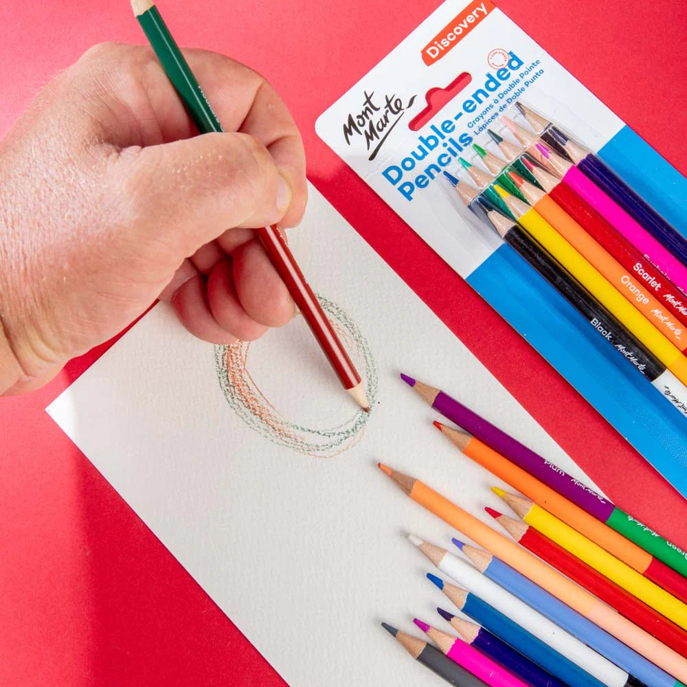 Mont Marte Double-ended Pencils Discovery 12pc || الوان خشبية مونت مارت راسين 12 حبة 24 لون