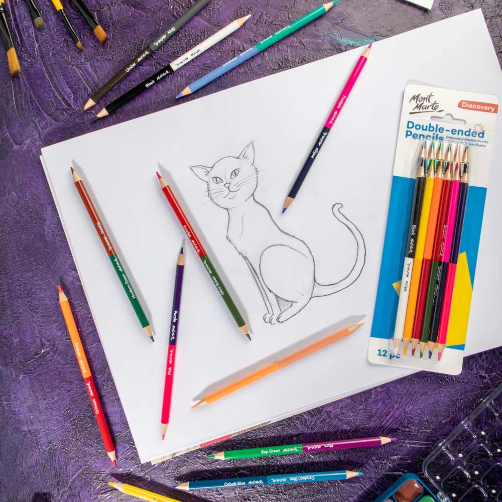 Mont Marte Double-ended Pencils Discovery 12pc || الوان خشبية مونت مارت راسين 12 حبة 24 لون