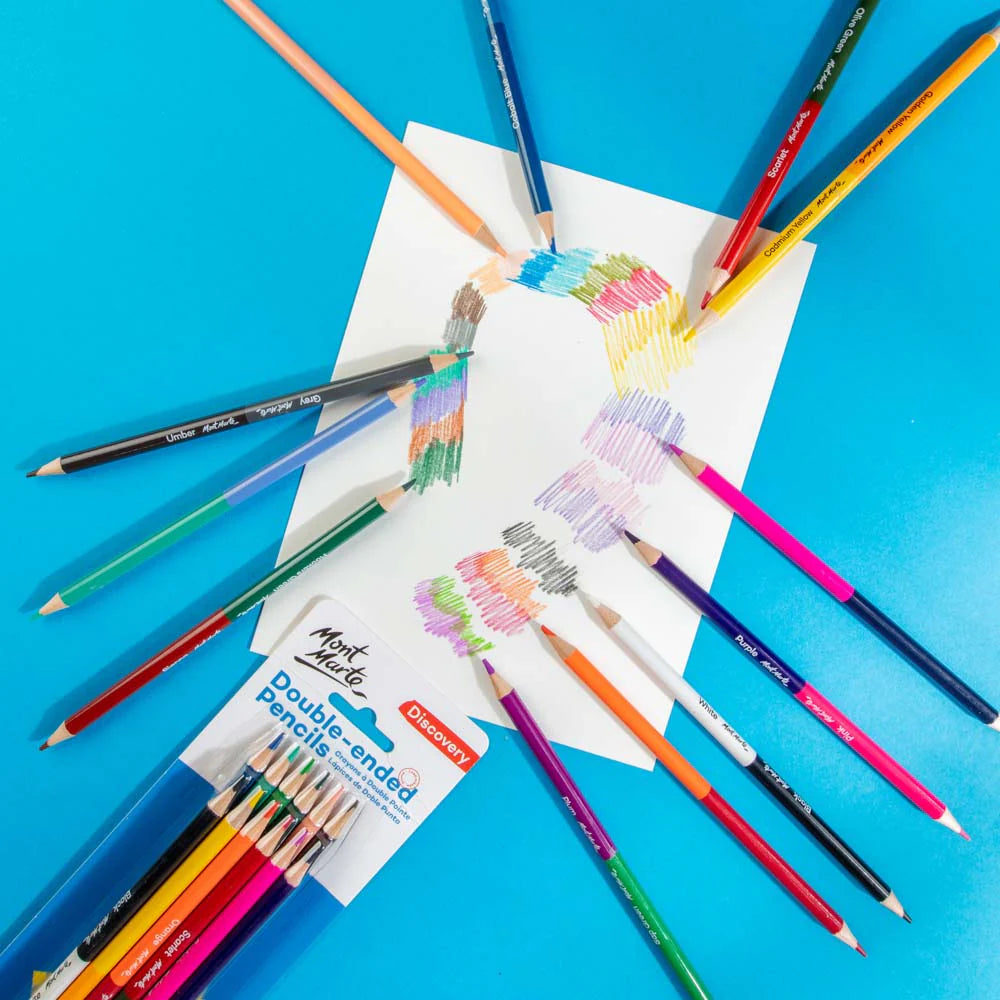 Mont Marte Double-ended Pencils Discovery 12pc || الوان خشبية مونت مارت راسين 12 حبة 24 لون