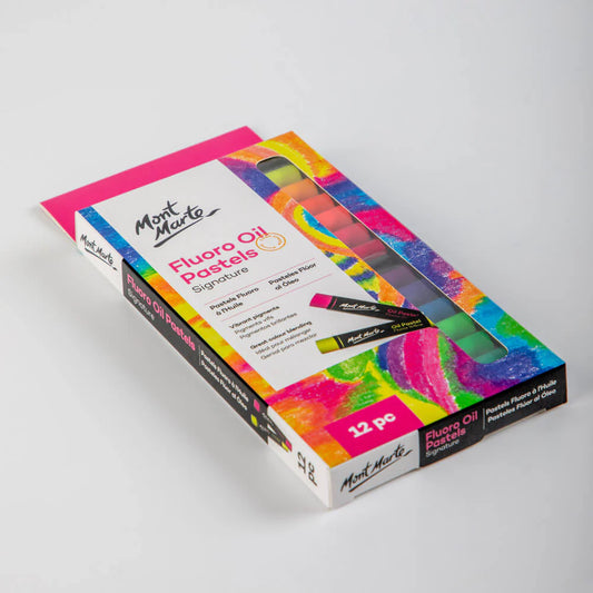 Mont Marte Fluoro Oil Pastels Signature 12pc || الوان باستيل زيتية فسفورية مونت مارت 12 لون شبه مضيئ