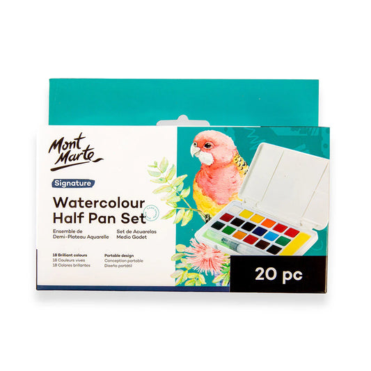 Mont Marte Watercolour Half Pan Set Signature 20pc || الوان مائية مونت مارت هاف بان سيجنشر 20 لون