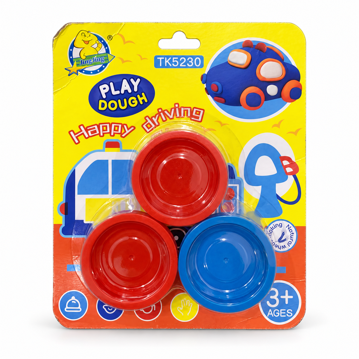 Play Dough Happy Driving 3 Tubs – Red, Orange and Blue || صلصال Happy Driving من 3 علب – أحمر وبرتقالي وأزرق