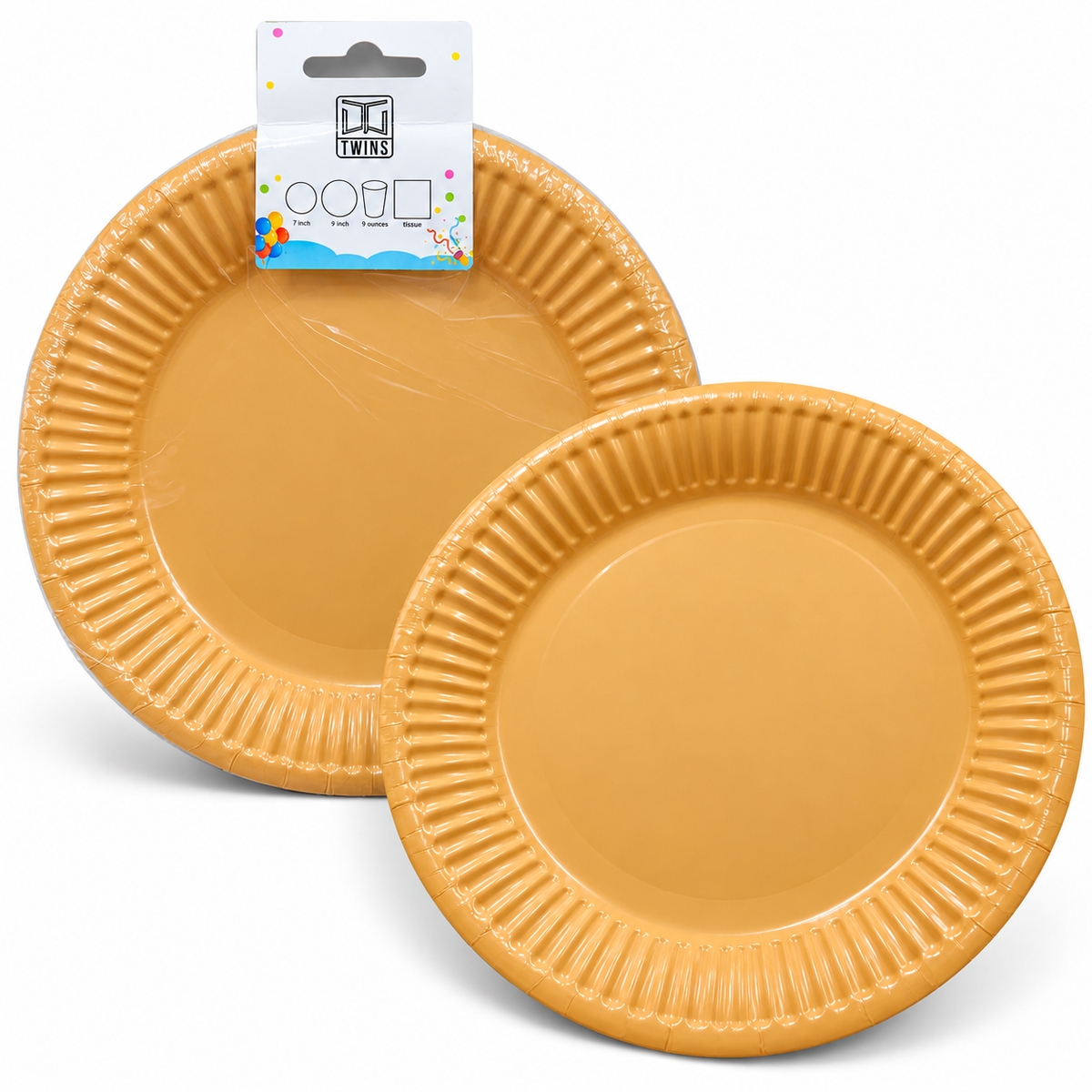 Paper Party Plates Solid Gold – Large || صحون حفلات ورقية ذهبي سادة – كبير
