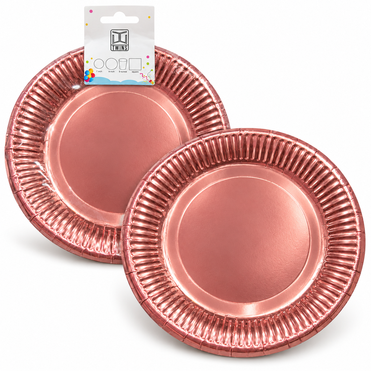 Paper Party Plates Metallic Rose Gold – Small || صحون حفلات ورقية روز جولد لامع – صغير