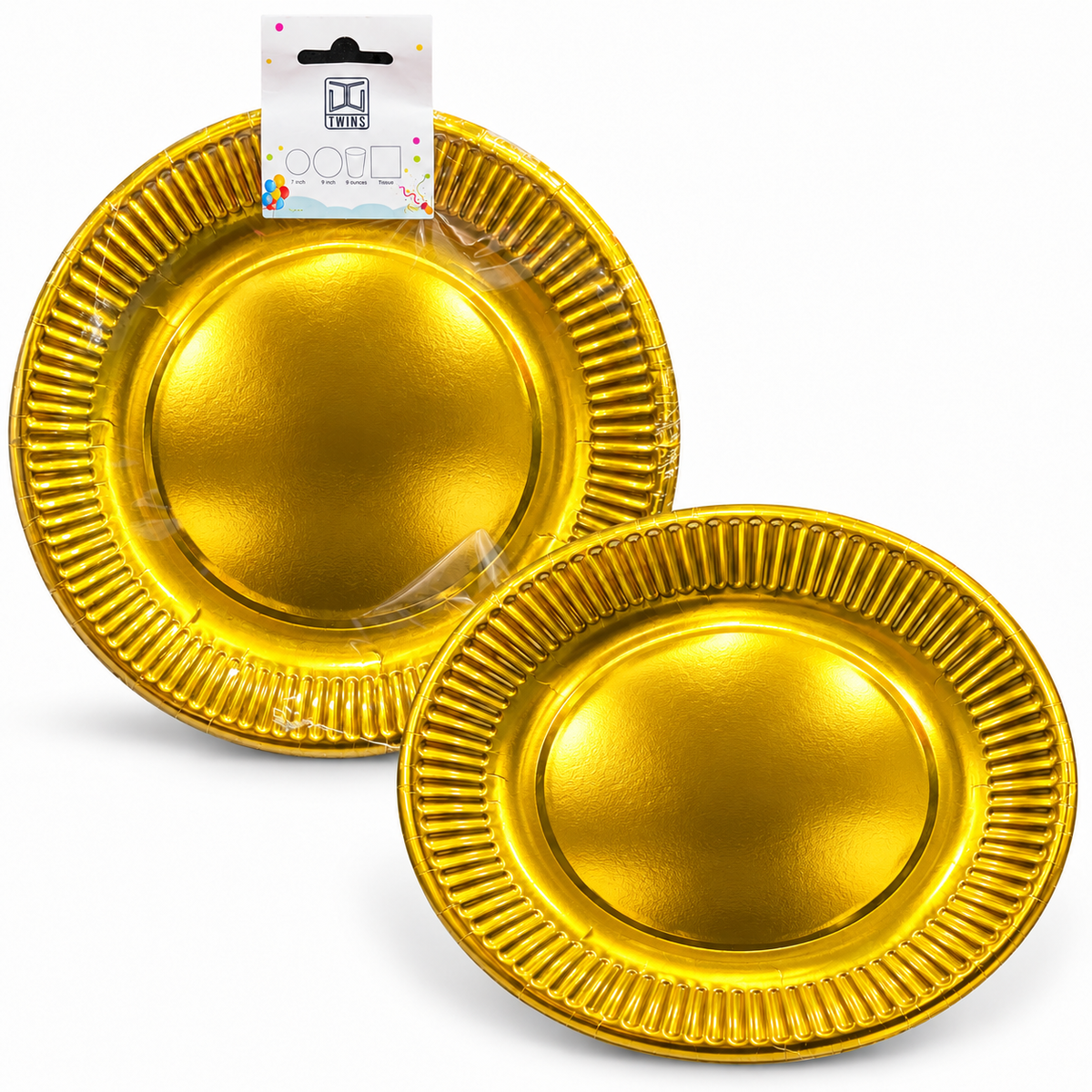 Paper Party Plates Metallic Gold – Small || صحون حفلات ورقية ذهبي لامع – صغير
