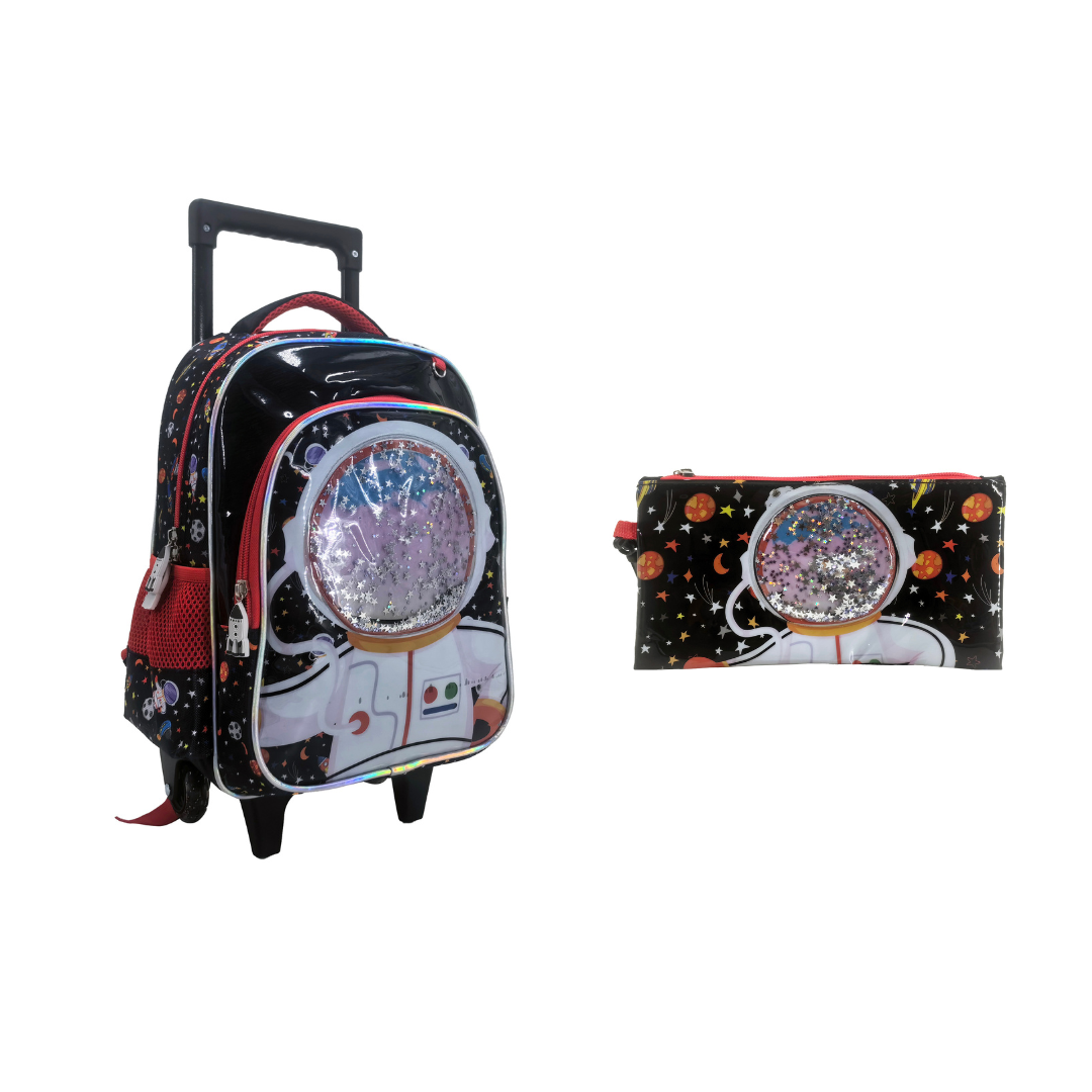 Space Bag Back to School Trolley Backpack Set 2 Pcs 13 Inch  مجموعة جنطة ترولي الفضاء 2 قطع حجم كبير 13 انش