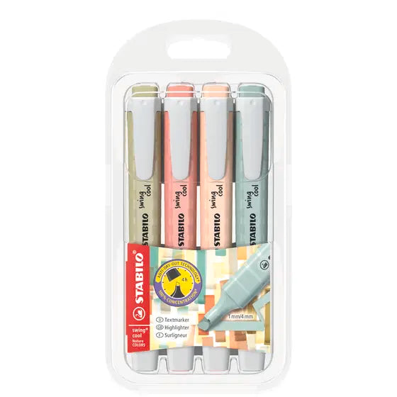 Stabilo Highlighter Set Swing Cool 4 Colors || مجموعة اقلام فسفوري باستيل ستابيلو 4 بون