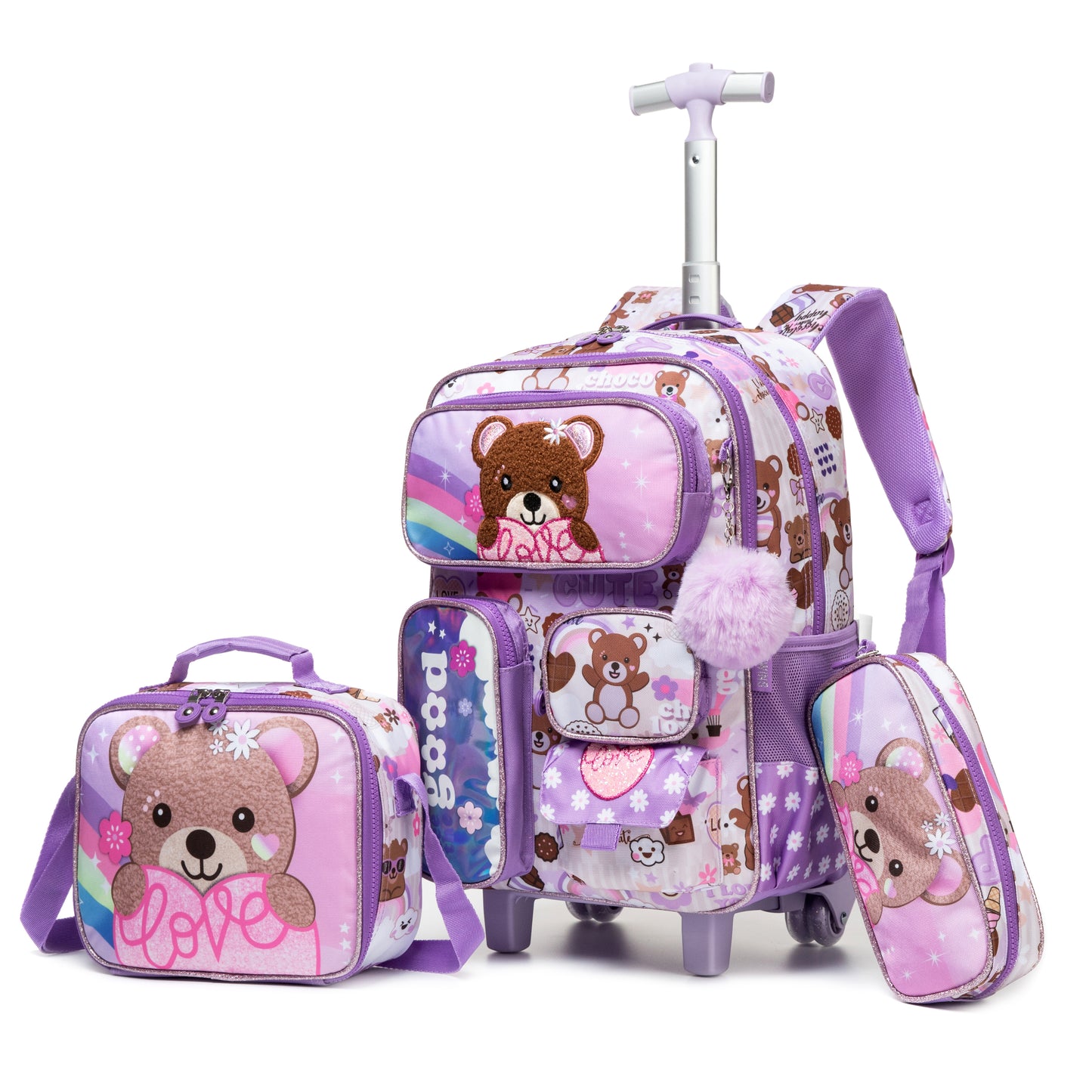 17"  Trolley  Backpack 3PCS BEAR TWINS || شنطة ترولي 17 انش 3 قطع دب توينز