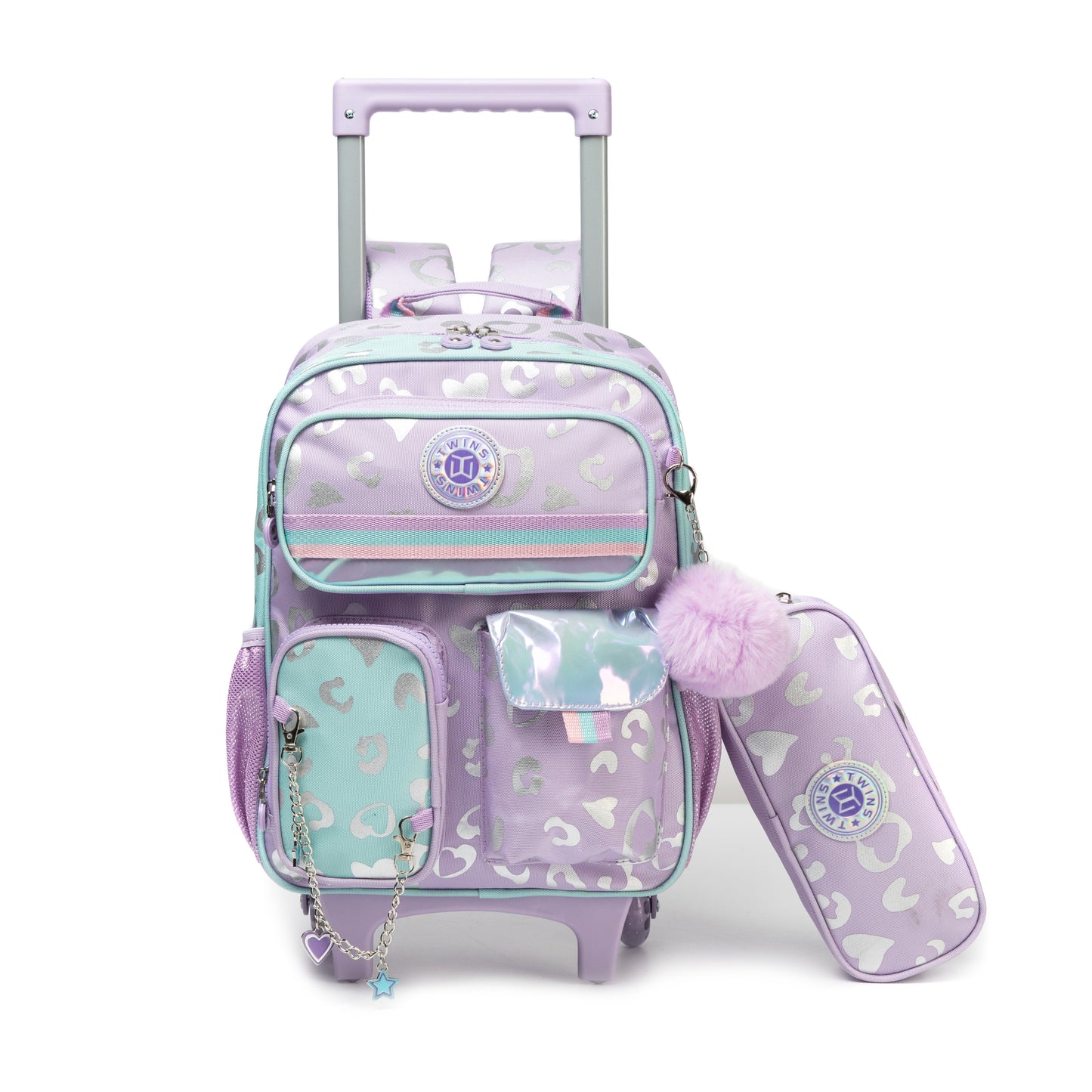 14"  Trolley  Backpack 2PCS HEARTS TWIN || شنطة ترولي 14 انش 2 قطعه قلوب توينز
