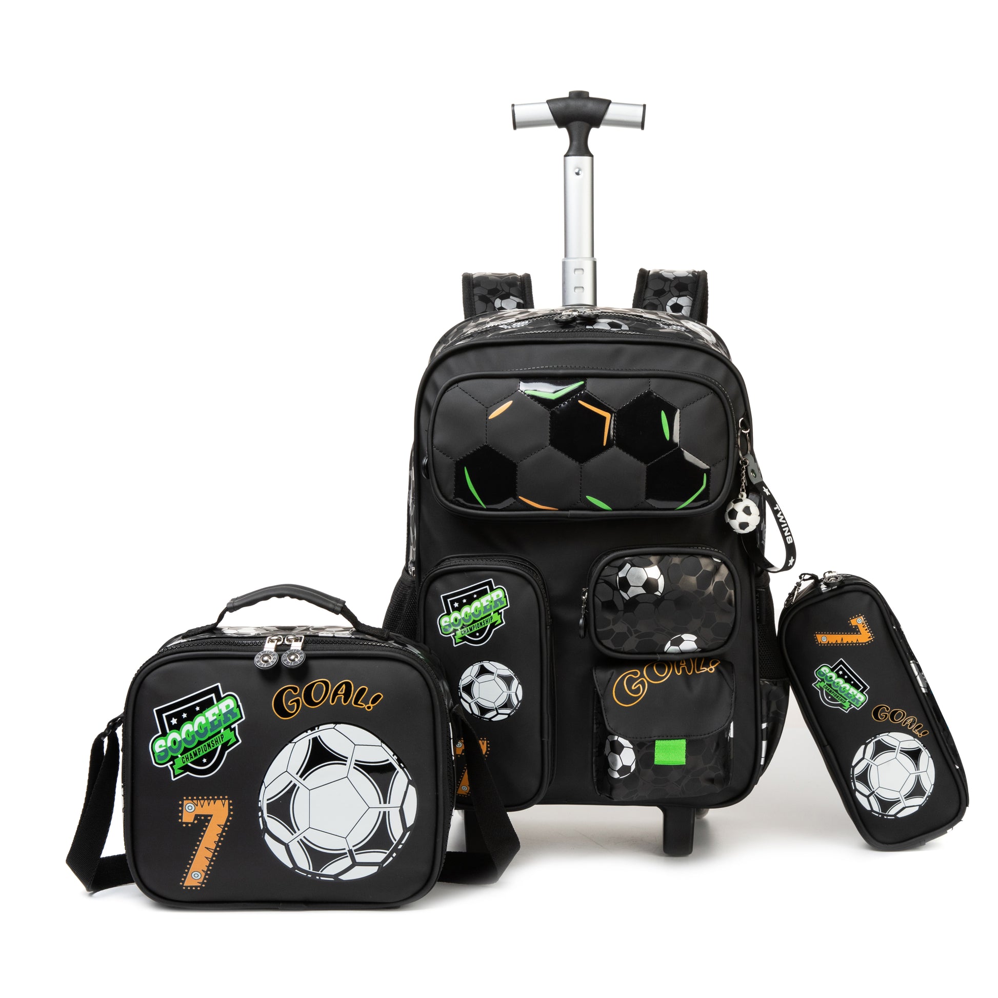 17"  Trolley  Backpack 3PCS GOAL TWINS || شنطة ترولي 17 انش 3 قطع جوول توينز