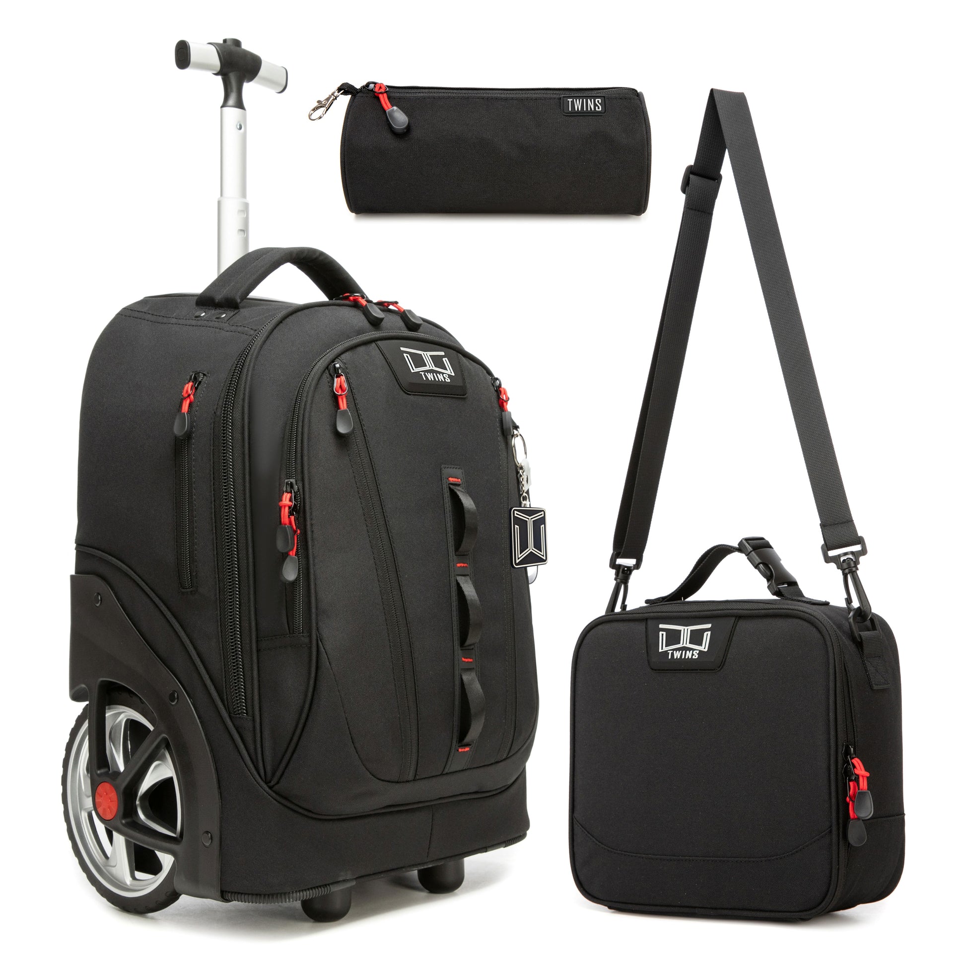 18“ Big wheel Trolley Backpack 3PCS Black TWINS || شنطة ترولي 18انش عجل كبير 3 قطع اسود توينز