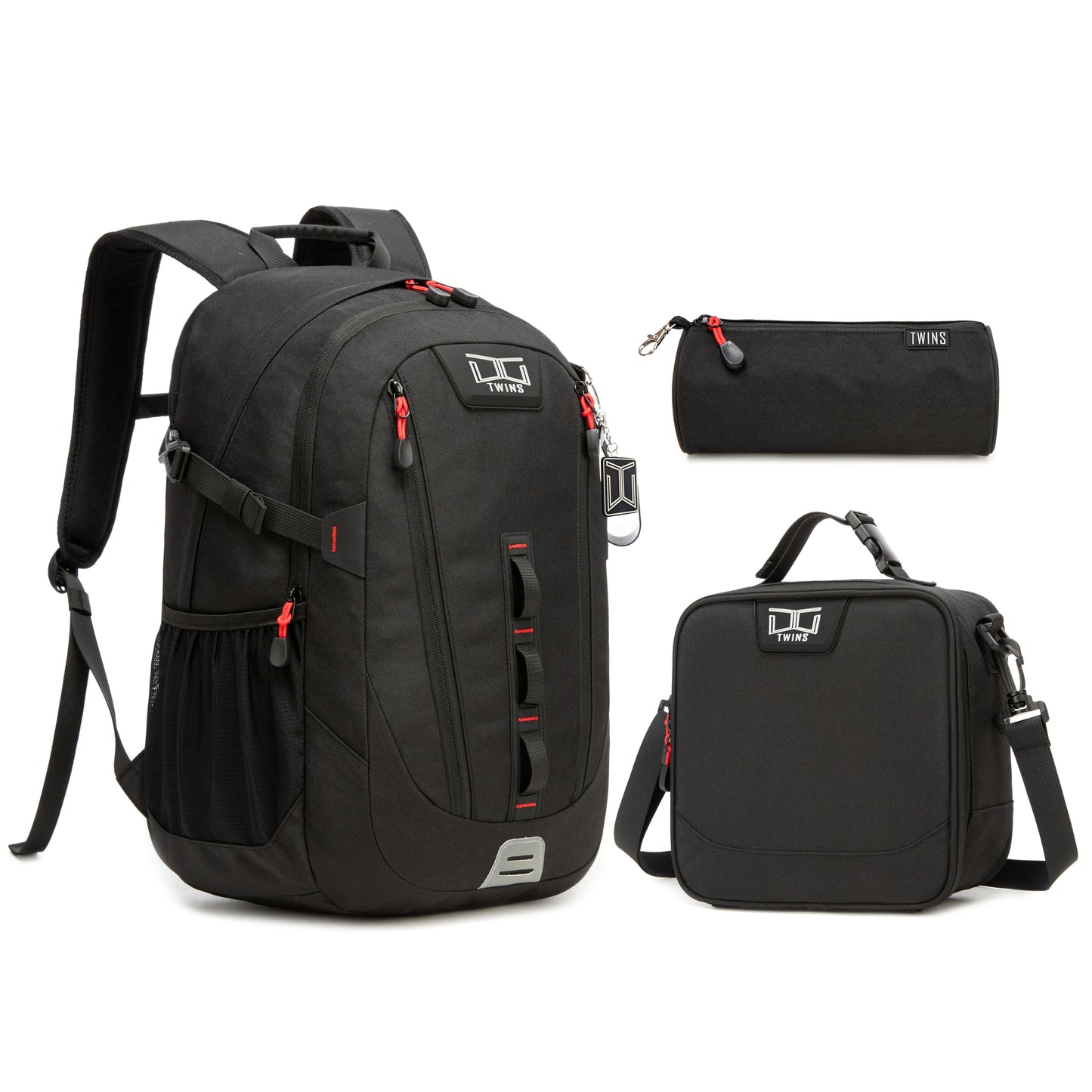 17"  Backpack 3PCS BLACK TWINS || شنطة ظهر 17 انش 3 قطع اسود توينز