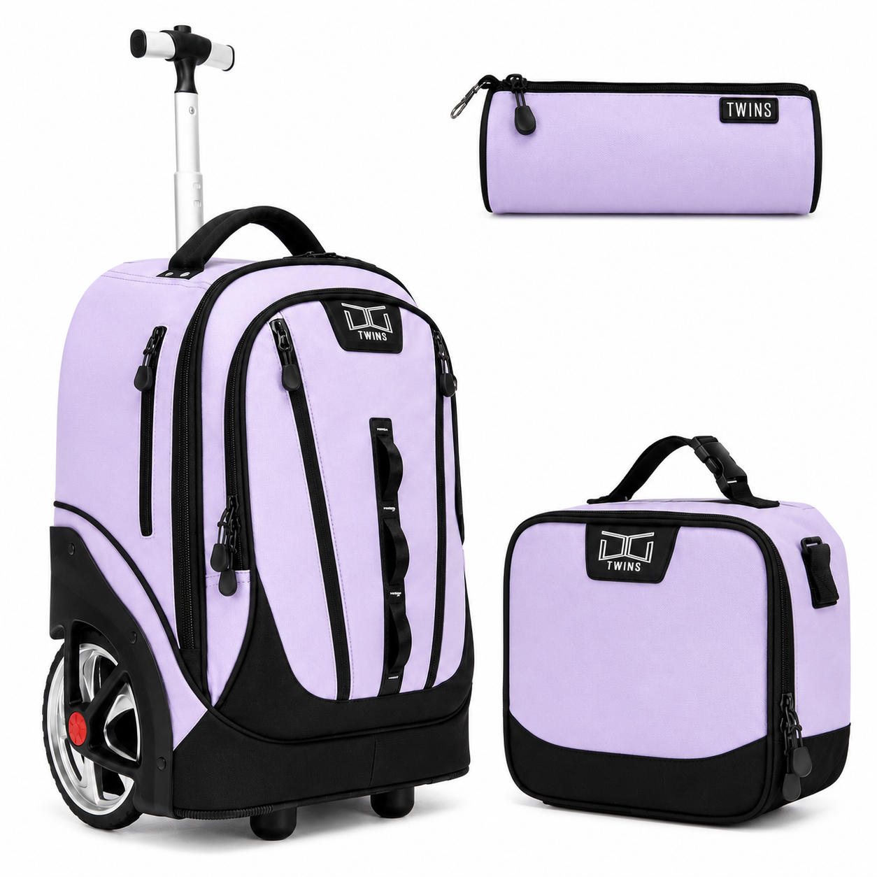 18“ Big wheel Trolley Backpack 3PCS Purple || شنطة ترولي 18انش عجل كبير 3 قطع بنفسجي توينز