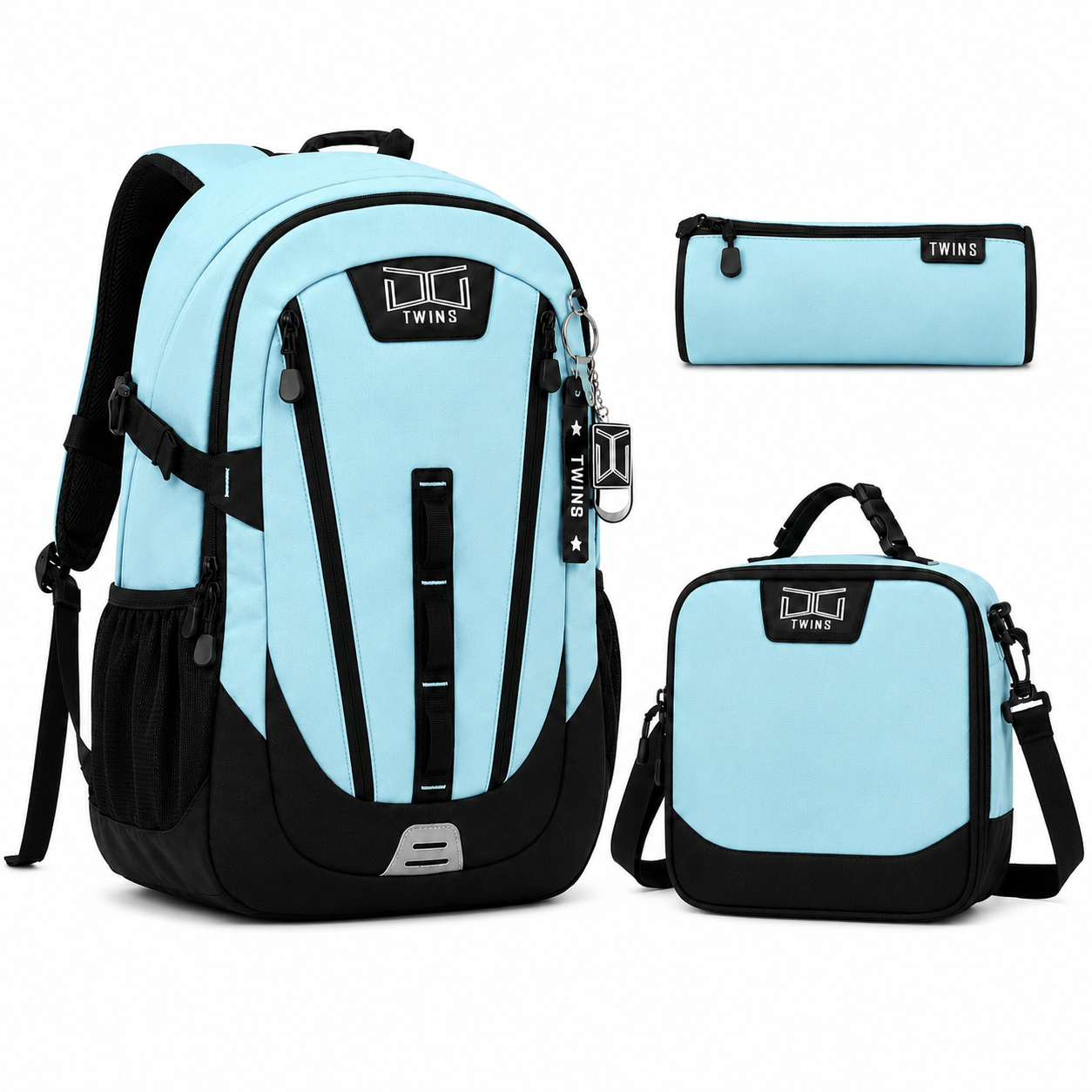 17"  Backpack 3PCS TWINS Light Blue || شنطة ظهر 17 انش 3 قطع توينز ازرق فاتح
