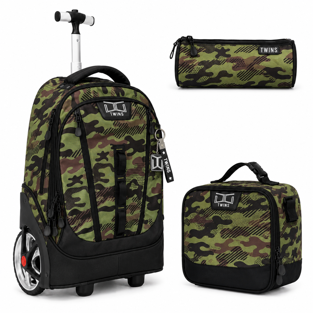 18“ Big wheel Trolley Backpack 3PCS	شنطة ترولي 18انش عجل كبير 3 قطع جيشي اخضر TWINS
