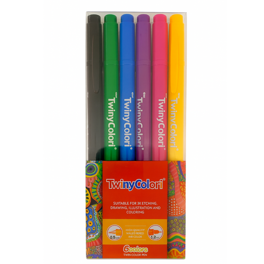 IBC Twiny Colori Twin Tip 6 Color Set || الوان اي بي سي راسين 6 لون